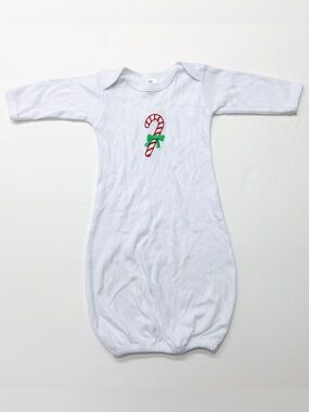 The Laughing Giraffe Christmas Holiday White Candy Cane Gown Pajamas